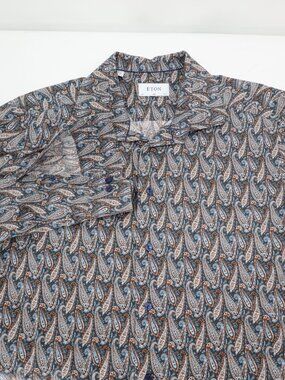 ETON Shirt Men's 16.5 Cotton Twill AOP Paisley Slim Fit Button Up Long Sleeve